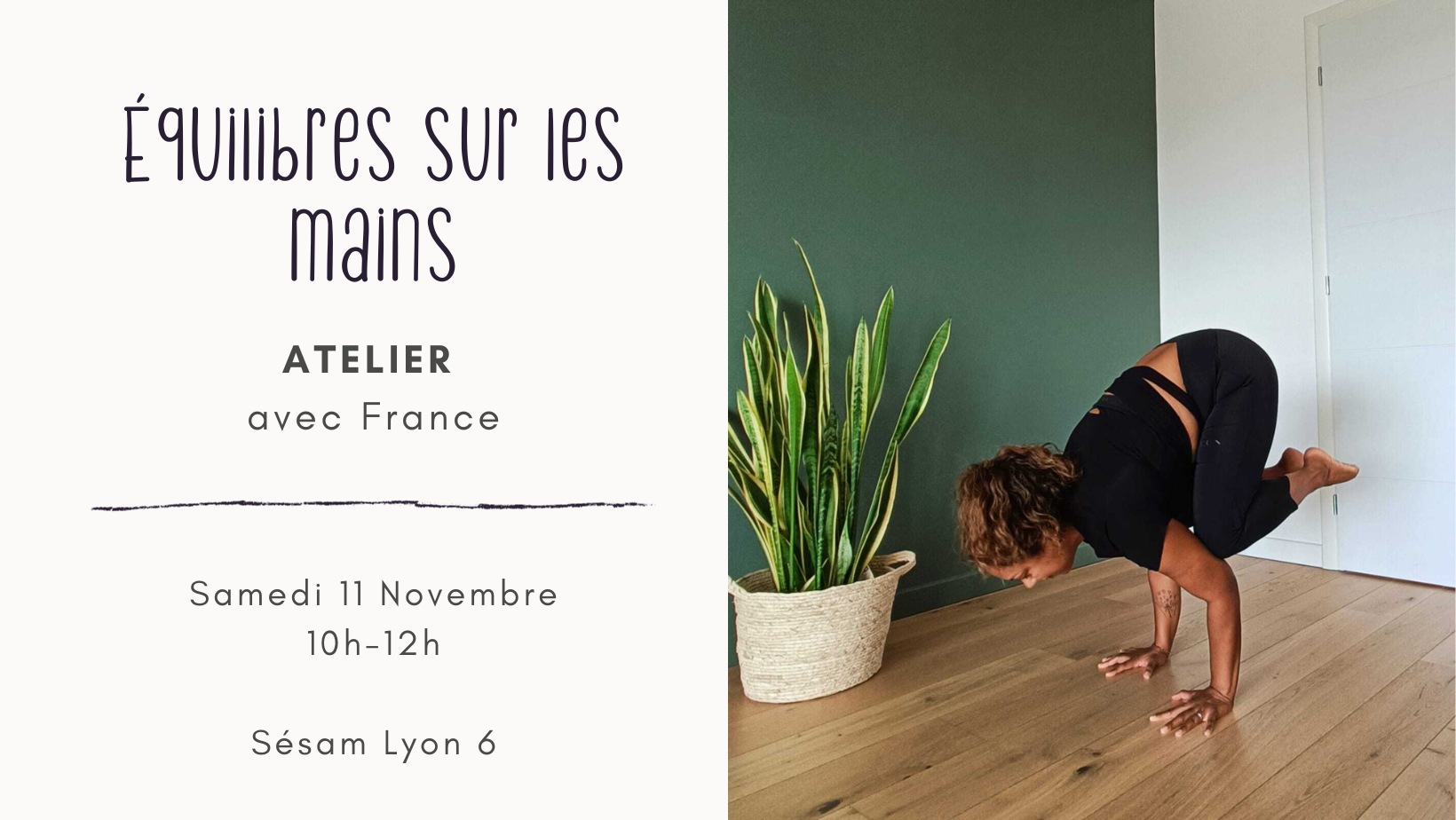 Atelier yoga équilibre sur les mains Lyon 6