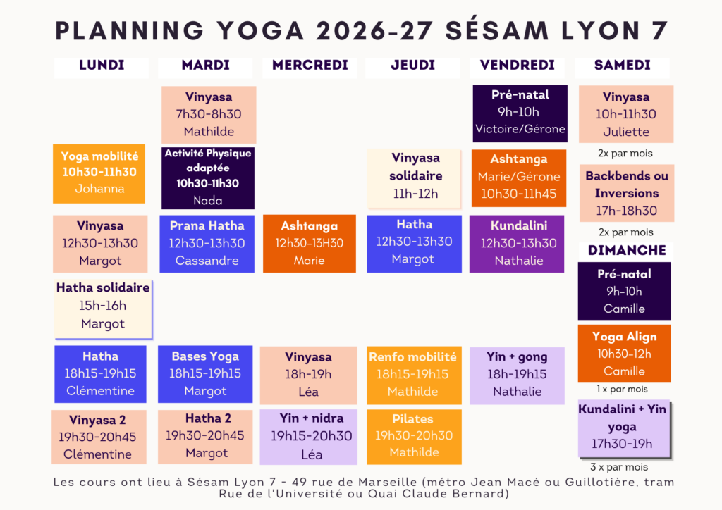 Planning Sésam Lyon 7
